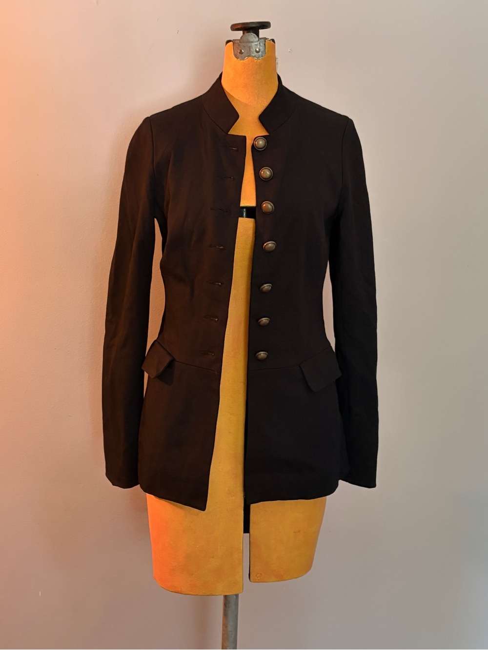 Tobi Black Military-Style Stand-Collar Blazer